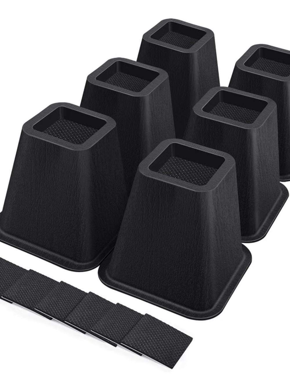 6-Inch Universal Black Bed Riser Set- 6 Pack
